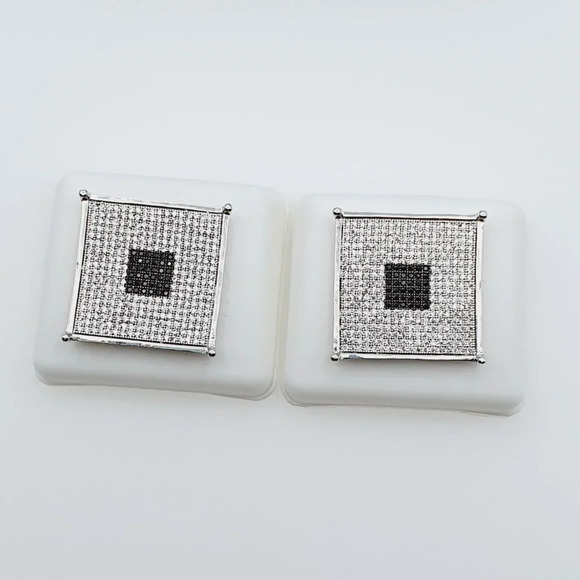 "925 Sterling Silver Plated CZ Earrings, EVBRS672 - Picture 1 of 10